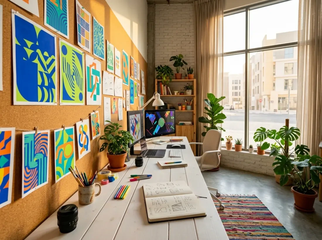 Concept image of Mirage Studio's shared design table in Doha