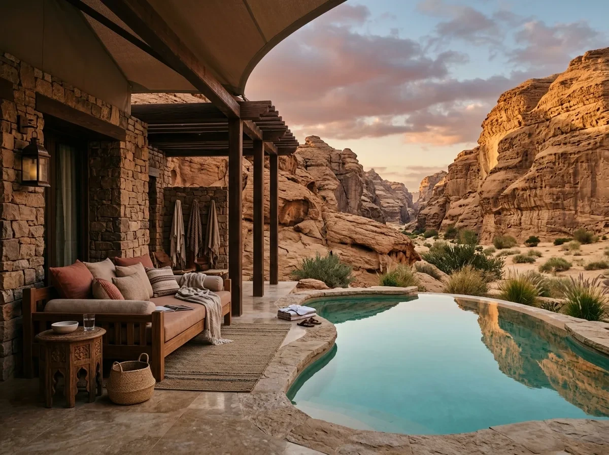 Oasis Suite and plunge pool facing the canyon